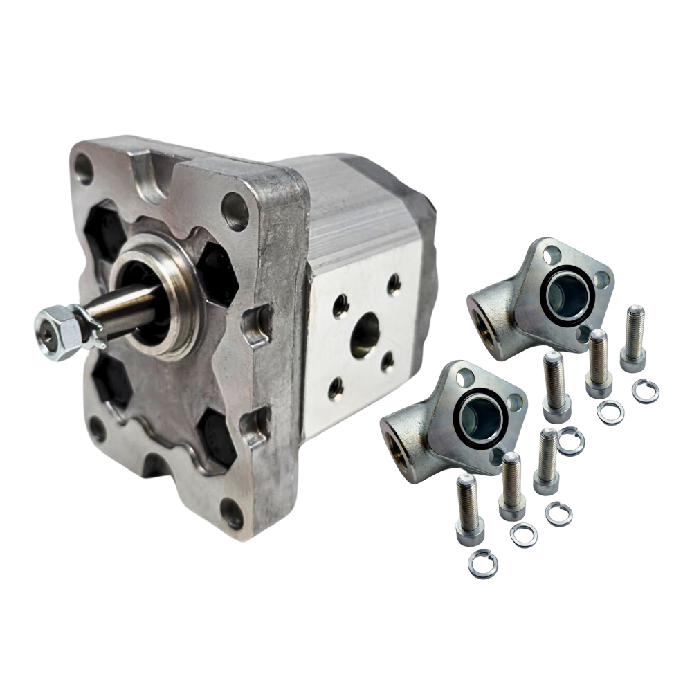 Hydraulic Gear Pump With Elbows, Group 1, 1.1CC, Clockwise, Flange Ports 30x30