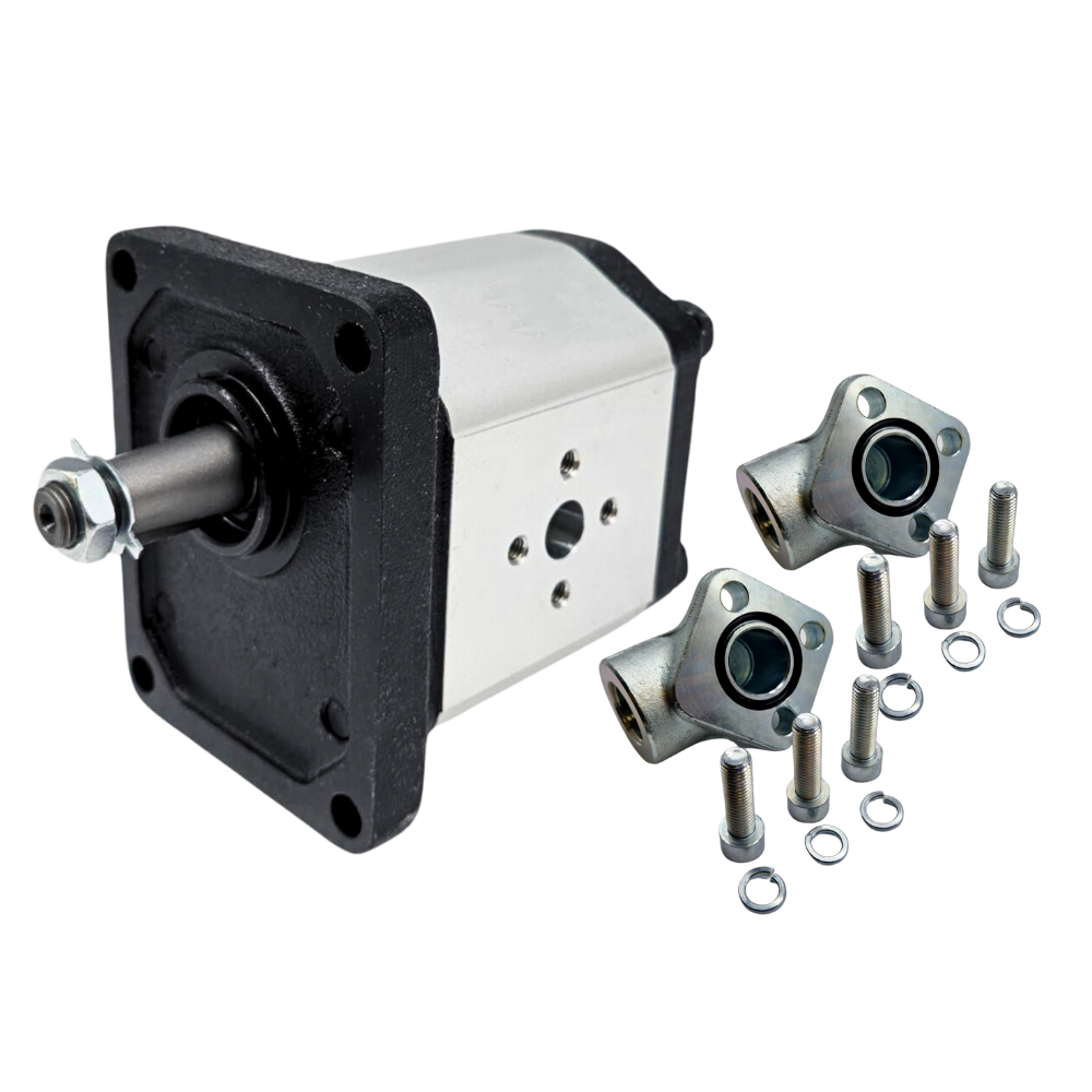 Hydraulic Gear Pump With Elbows, Group 2, 4.0CC, Clockwise, Flange Ports 30x30