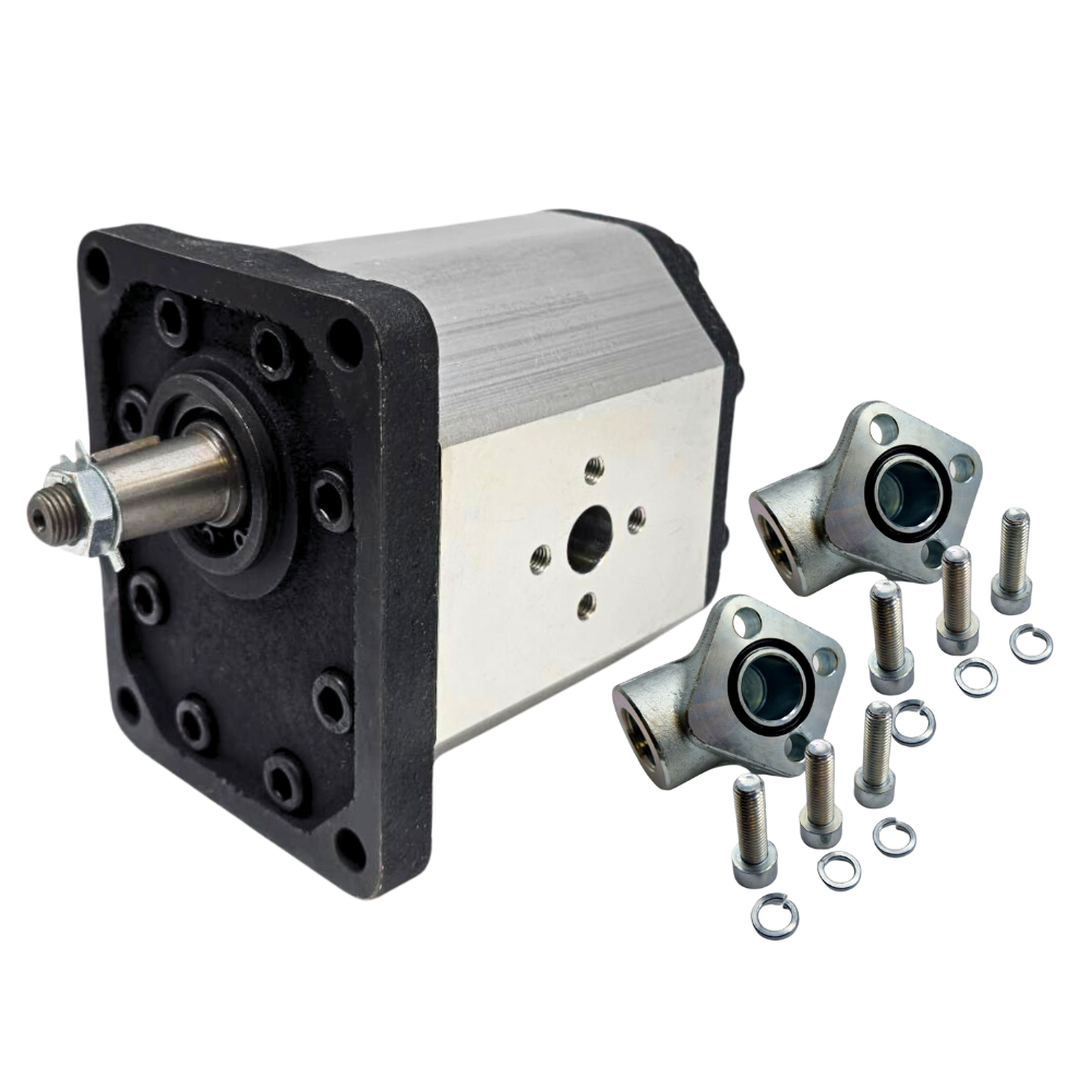 Hydraulic Gear Pump With Elbows, Group 3, 25CC, Clockwise, Flange Ports 51x40