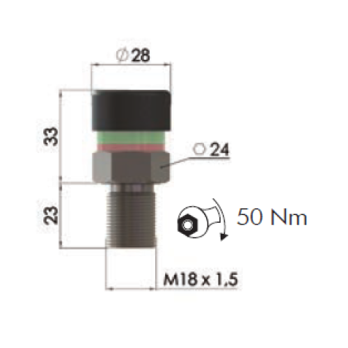 Z34 Filtrec Pressure Differential Visual Clogging Indicator, 2.7Bar, M18x1.5