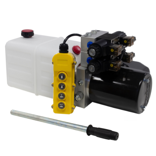 Flowfit 24V DC Double Acting, Double Solenoid Hydraulic Power pack with 4.5L Tank & Back up handpump 1.6KW