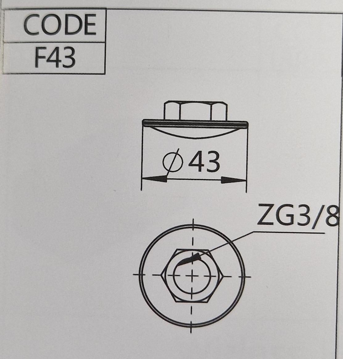 F43 Suction Filter, 3/8" BSP, Max 8L/MIN 43mm