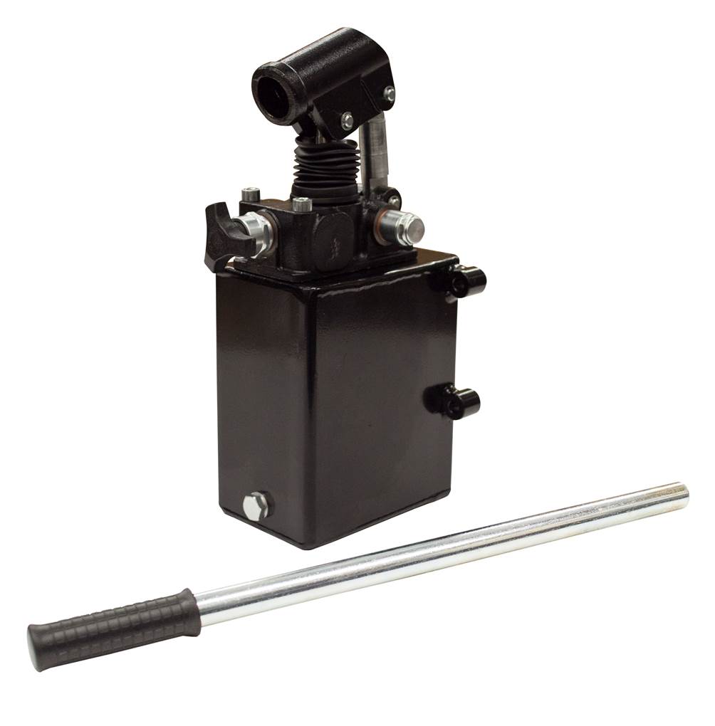 GL Hydraulic single acting Hand Pump assembly 6 cc with release knob, pressure relief valve 500 Bar rated, 2 litre steel tank and 600mm handlever