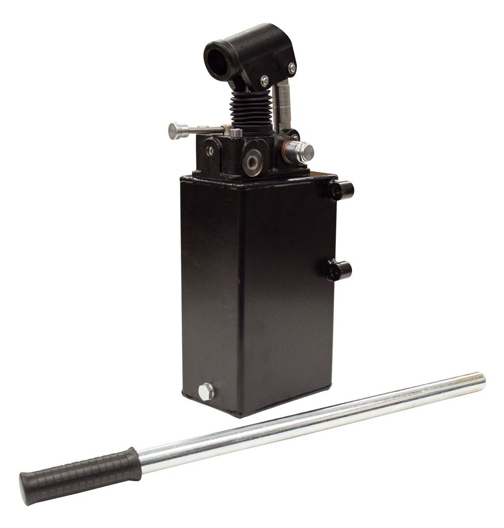 GL Hydraulic double acting Hand Pump assembly 6 cc with double acting changeover valve, pressure relief valve 500 Bar rated, 3 Litre steel tank and 600mm handlever