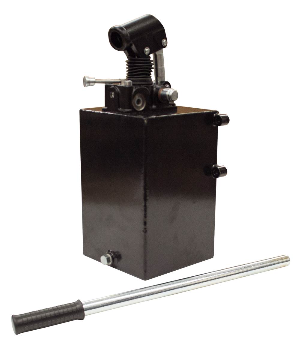 GL Hydraulic double acting Hand Pump assembly 12.5 cc with double acting changeover valve, pressure relief valve 380 Bar rated, 7 Litre steel tank and 600mm handlever