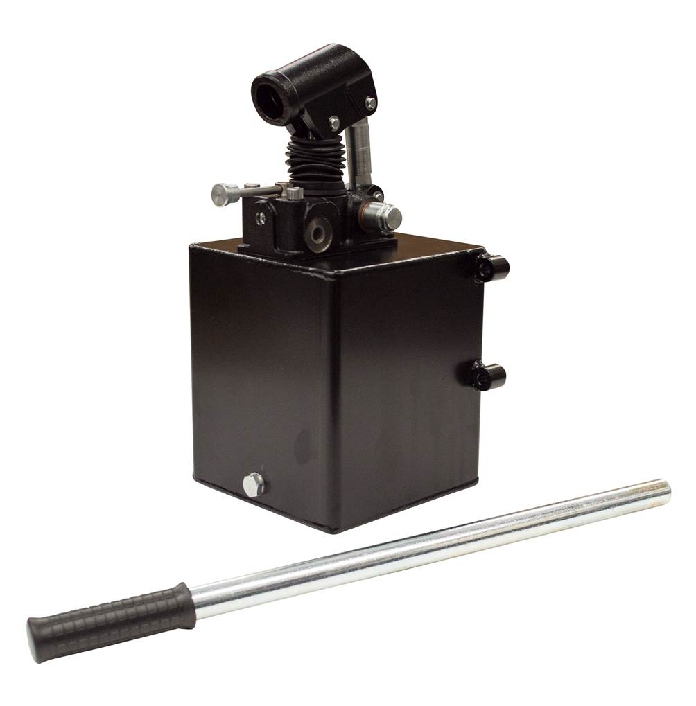 GL Hydraulic double acting Hand Pump assembly 19.4 cc with double acting changeover valve, pressure relief valve 350 Bar rated, 5 Litre steel tank and 600mm handlever