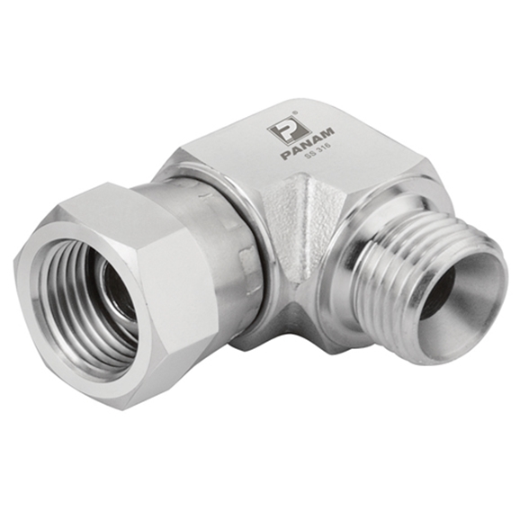 "Stainless Steel, BSP Male x BSP Swivel Female Elbow, 3/8" x 3/8